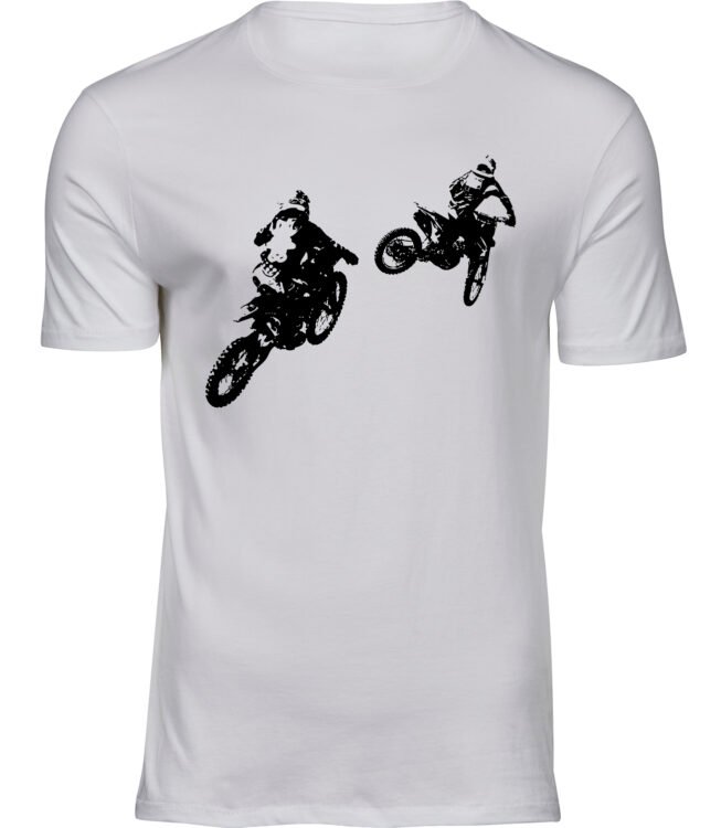 Herren Männer Weiss T-shirt MOTOCROSS-SPRUNG