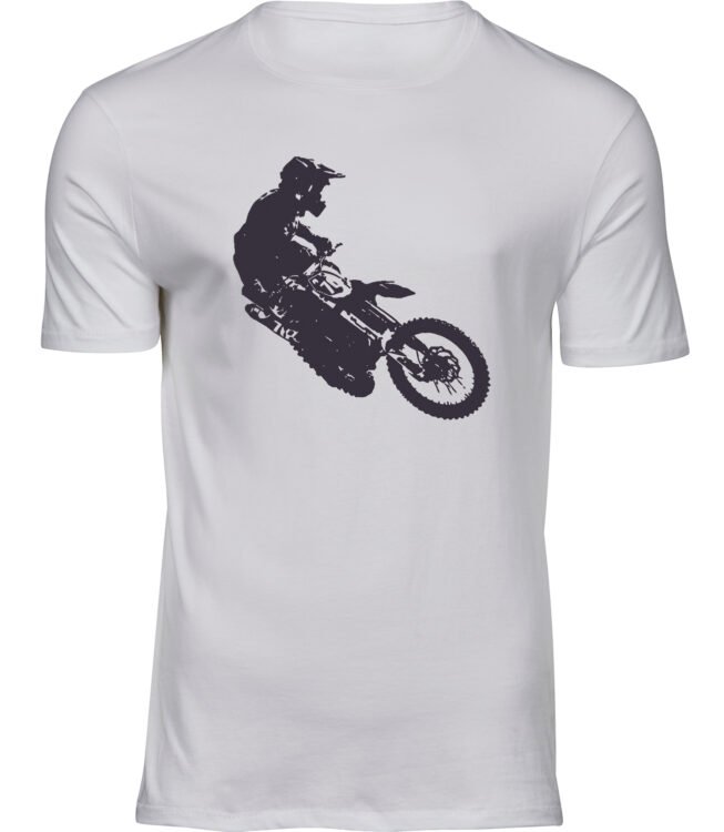Herren Männer Weiss T-shirt MOTOCROSS-STIL