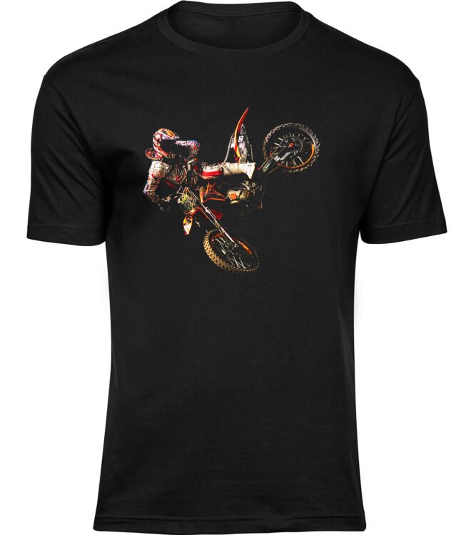 Herren Männer Schwarz T-shirt MOTOCROSS-FOTO
