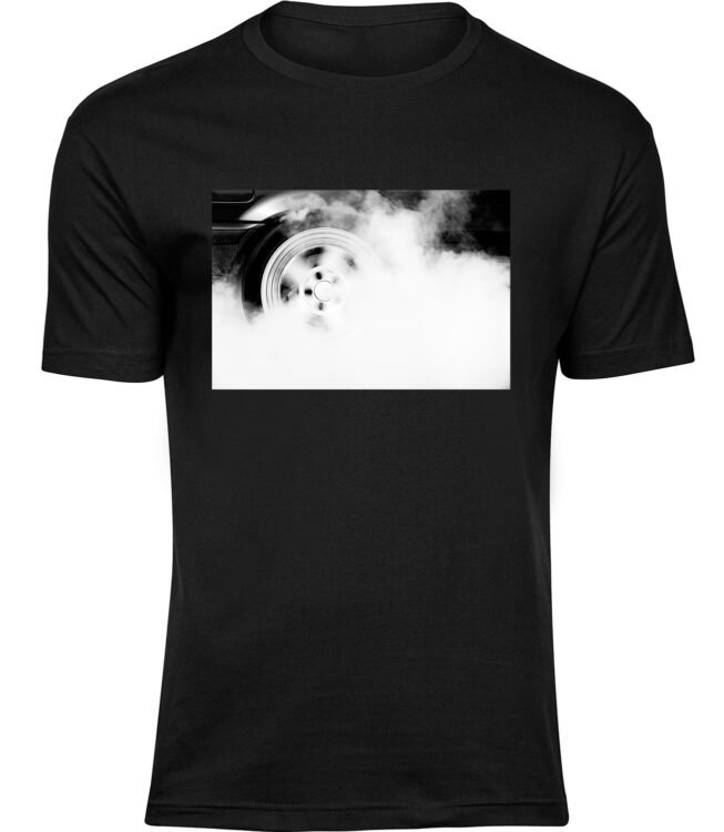 Herren Männer Schwarz T-shirt RAUCHENDE REIFEN
