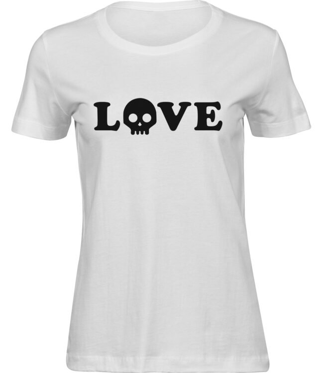 Frauen Weiss T-shirt LOVE SCHÄDEL