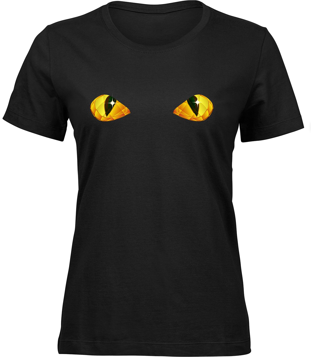 O-104-1 wb Frauen Schwarz Tshirt DRACHEN AUGEN