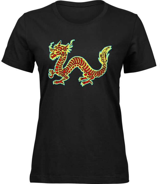 Frauen Schwarz Tshirt THERMO DRACHE