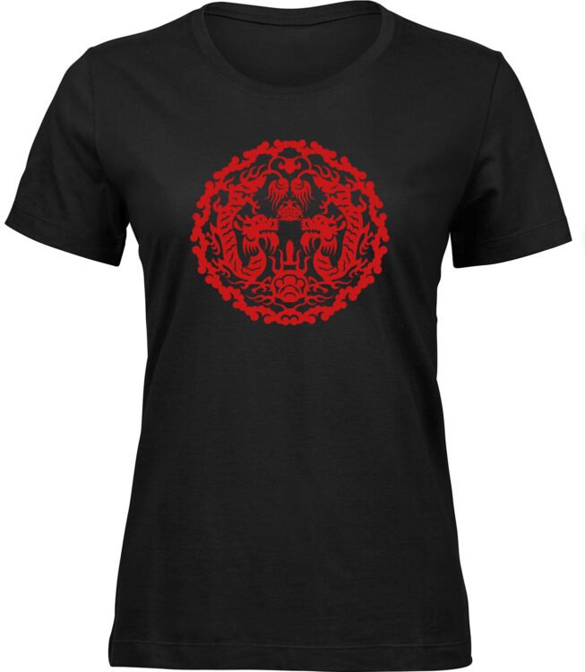 Frauen Schwarz Tshirt DRACHENSYMBOLIK