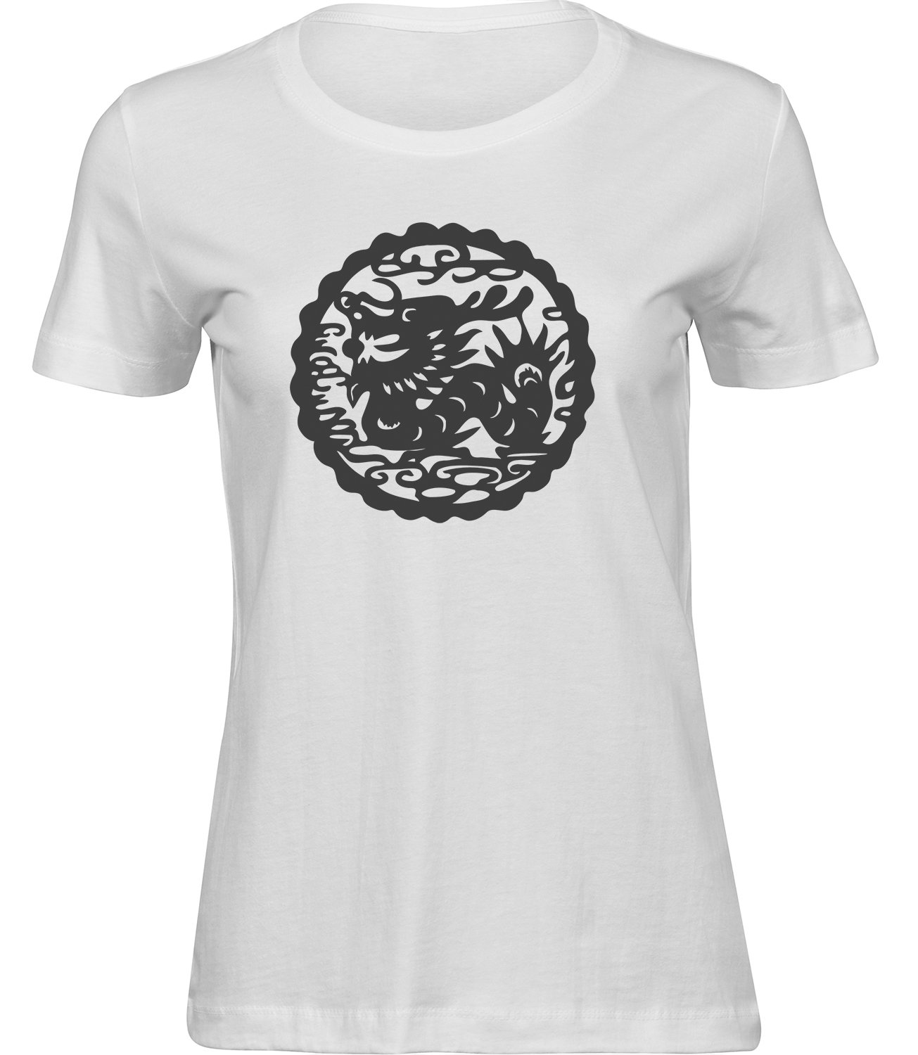 O-97 ww Frauen Weiss Tshirt DRACHEN KREIS