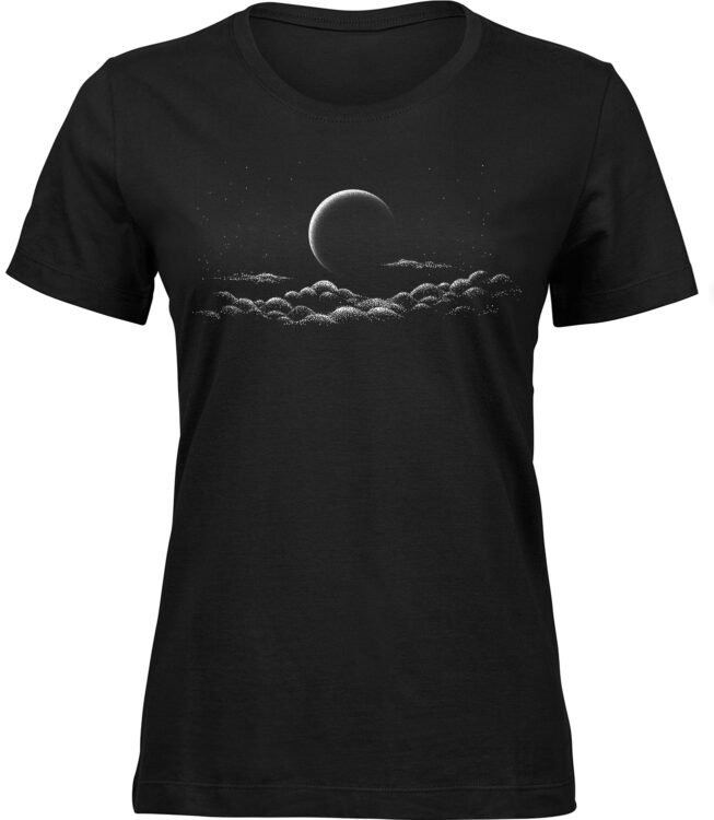 Frauen Schwarz T-shirt ÜBER WOLKEN