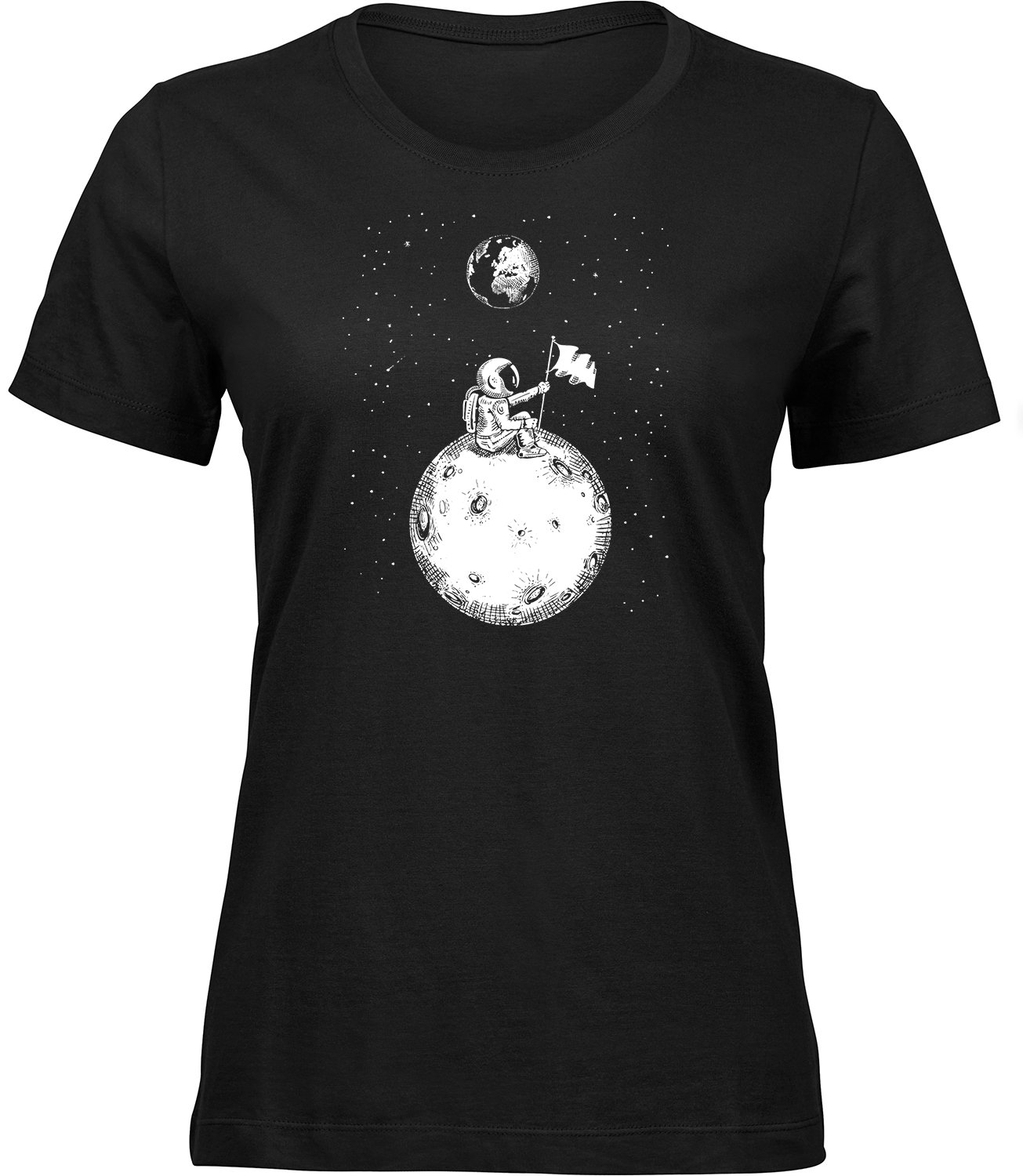 R-227 wb Frauen Schwarz T-shirt RAUMFLAGGE