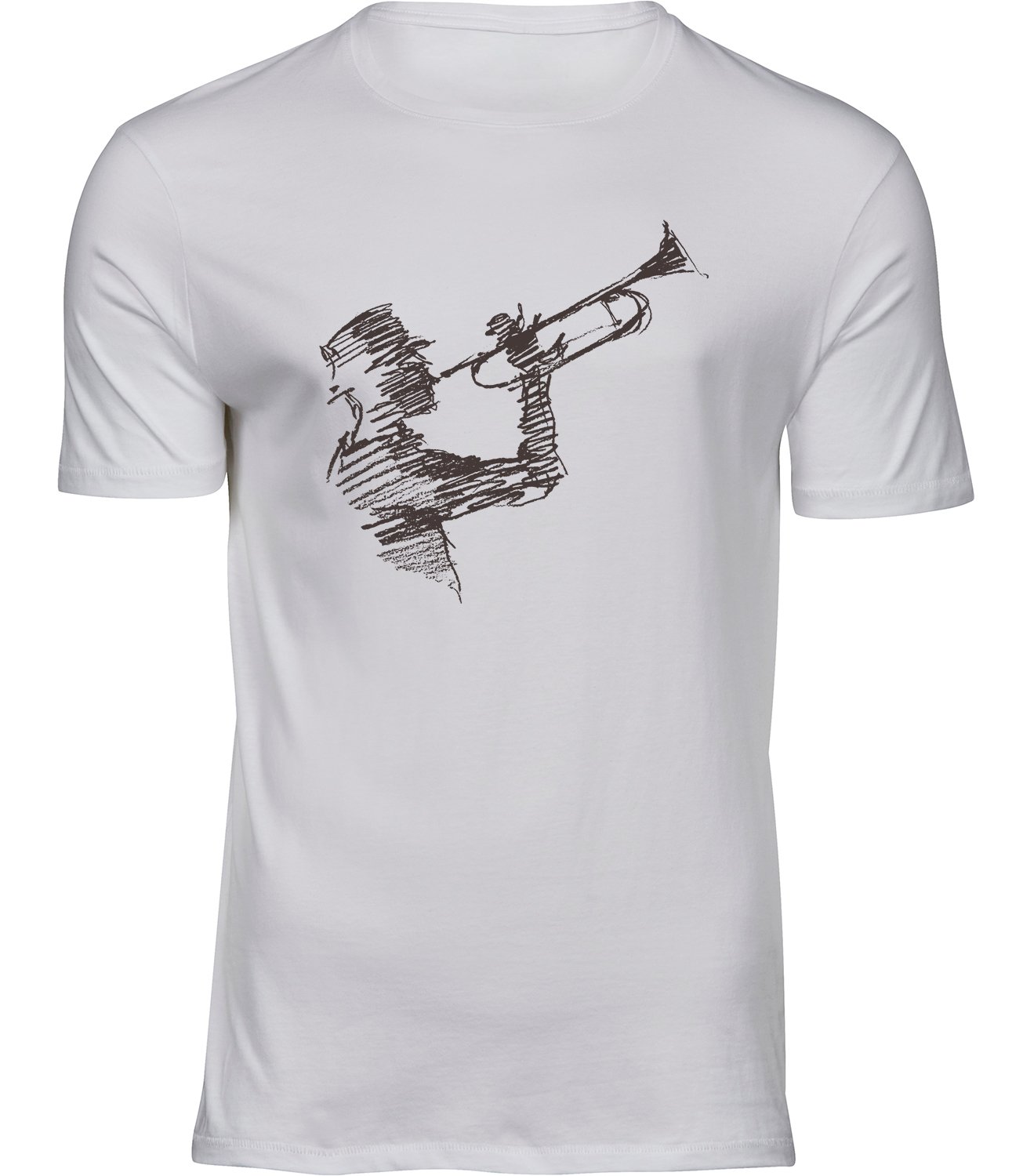 S-214 mw Herren Männer Weiss T-shirt TROMPETENMUSIK