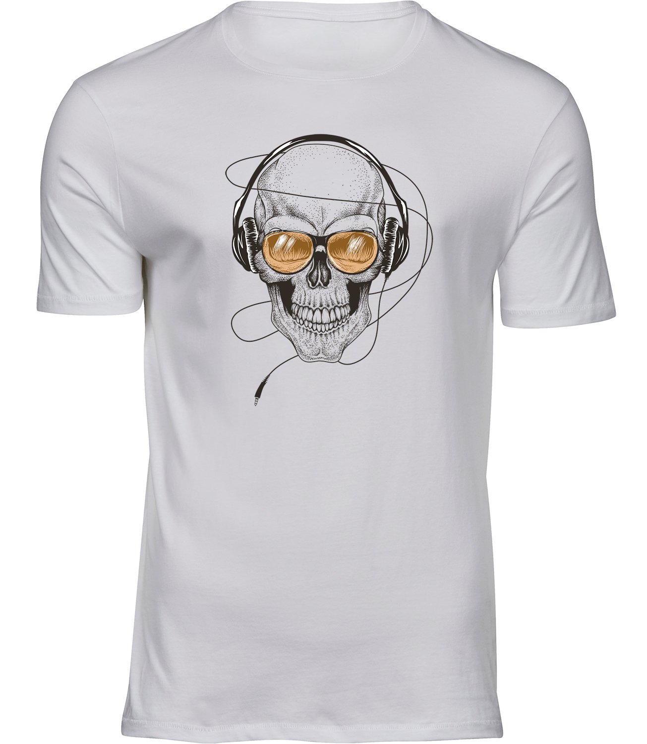 S-218 mw Herren Männer Weiss T-shirt SCHÄDELMUSIK