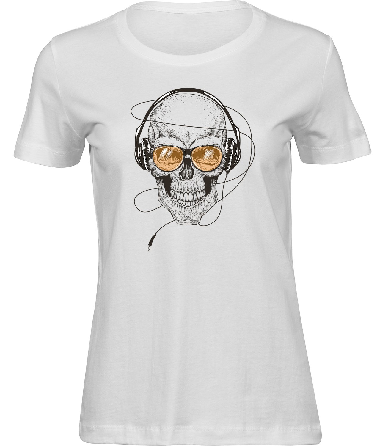 S-218 ww Frauen Weiss T-shirt SCHÄDELMUSIK