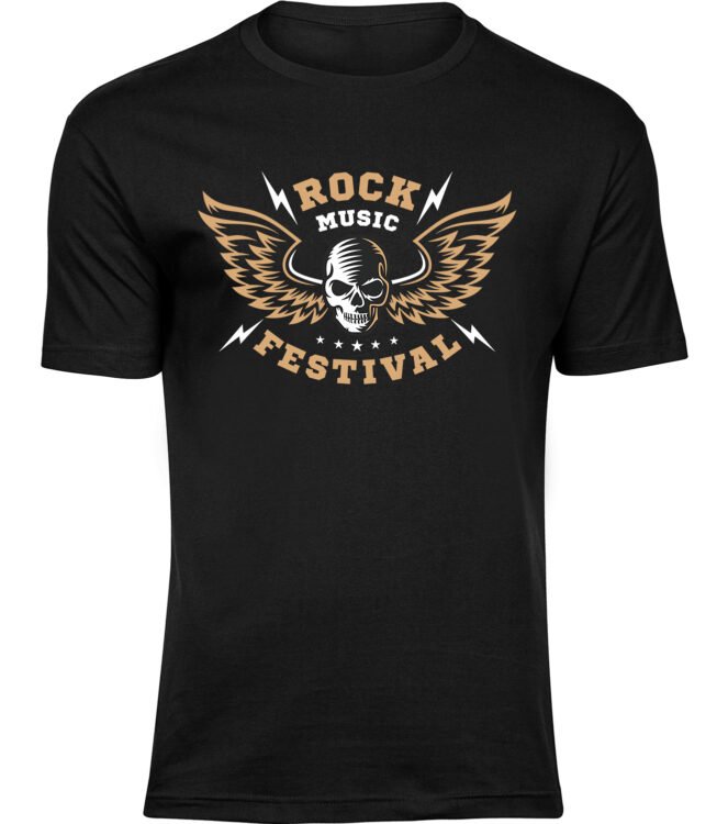 Herren Männer Schwarz T-shirt ROCKFESTIVAL