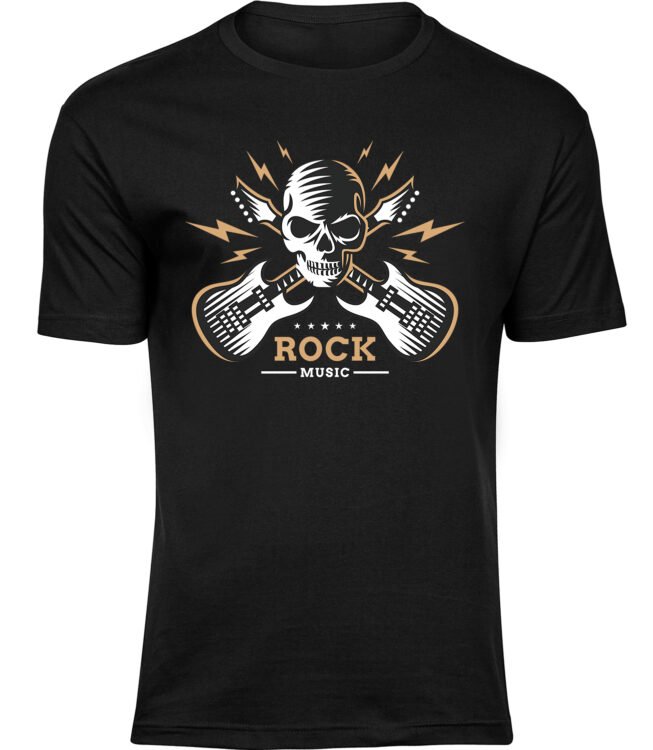 Herren Männer Schwarz T-shirt ROCKMUSIK