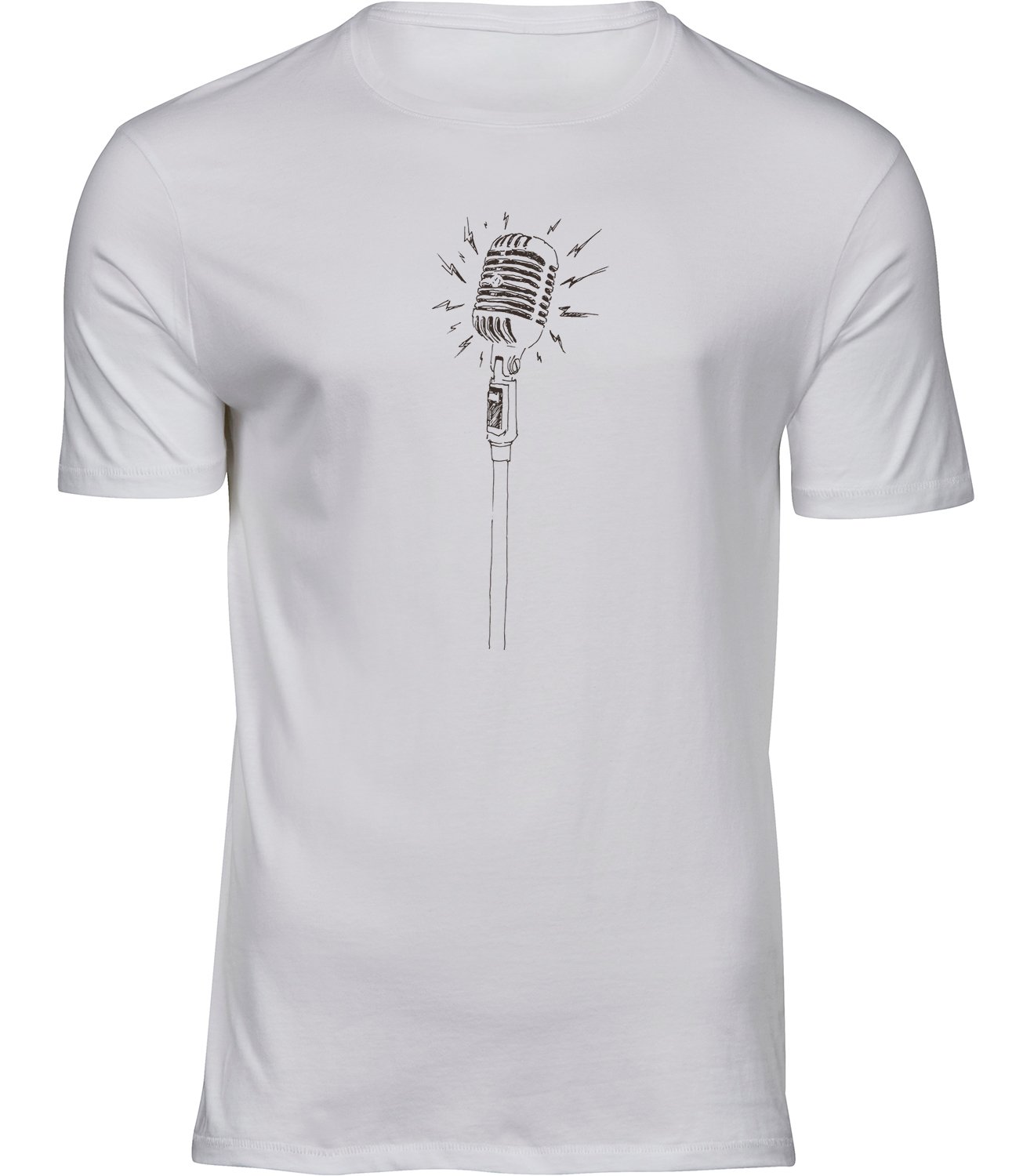 S-248 mw Herren Männer Weiss T-shirt SÄNGERMIKROFON