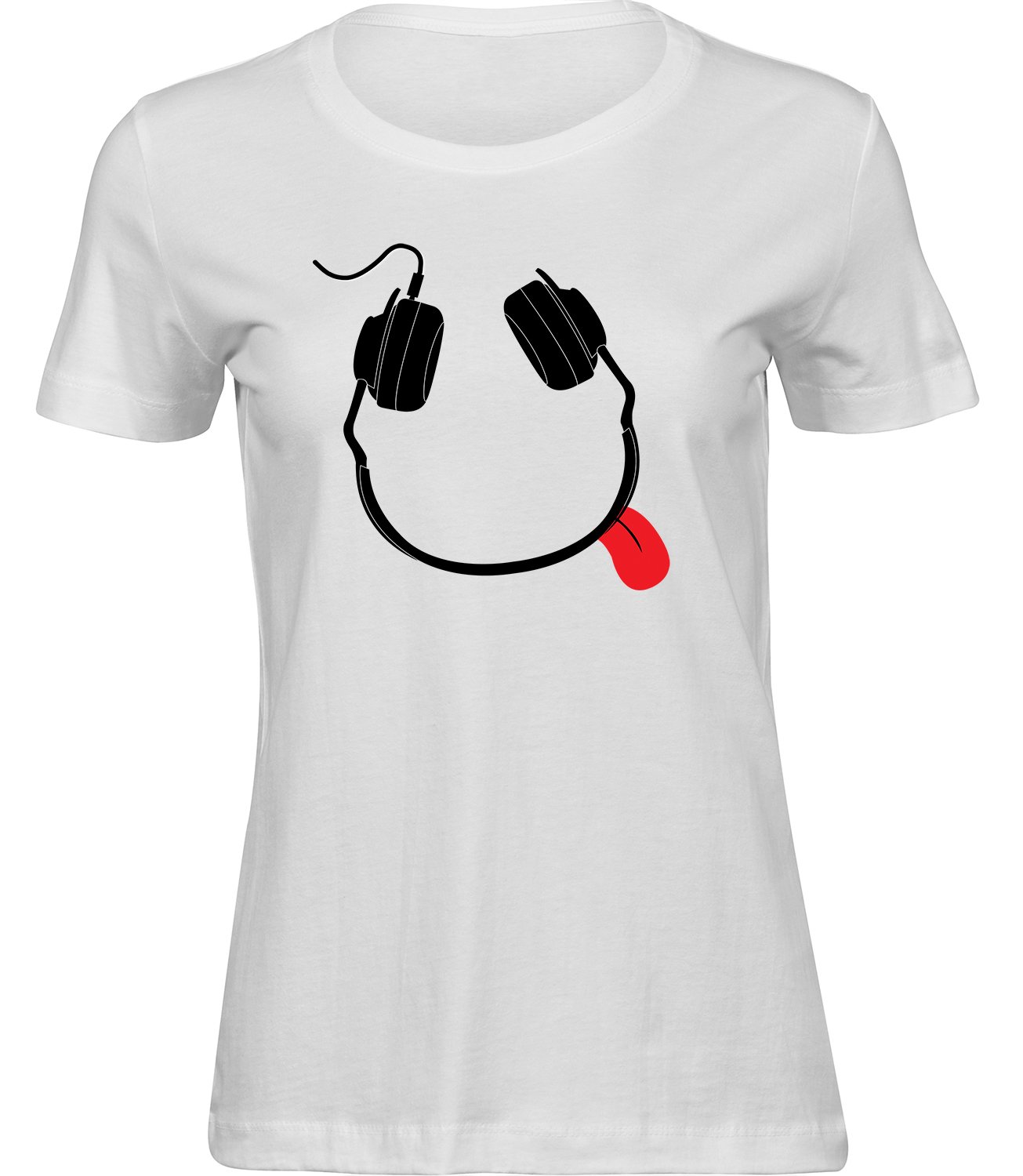 T-122 ww Frauen Weiss Tshirt LUSTIGE KOPFHÖRER