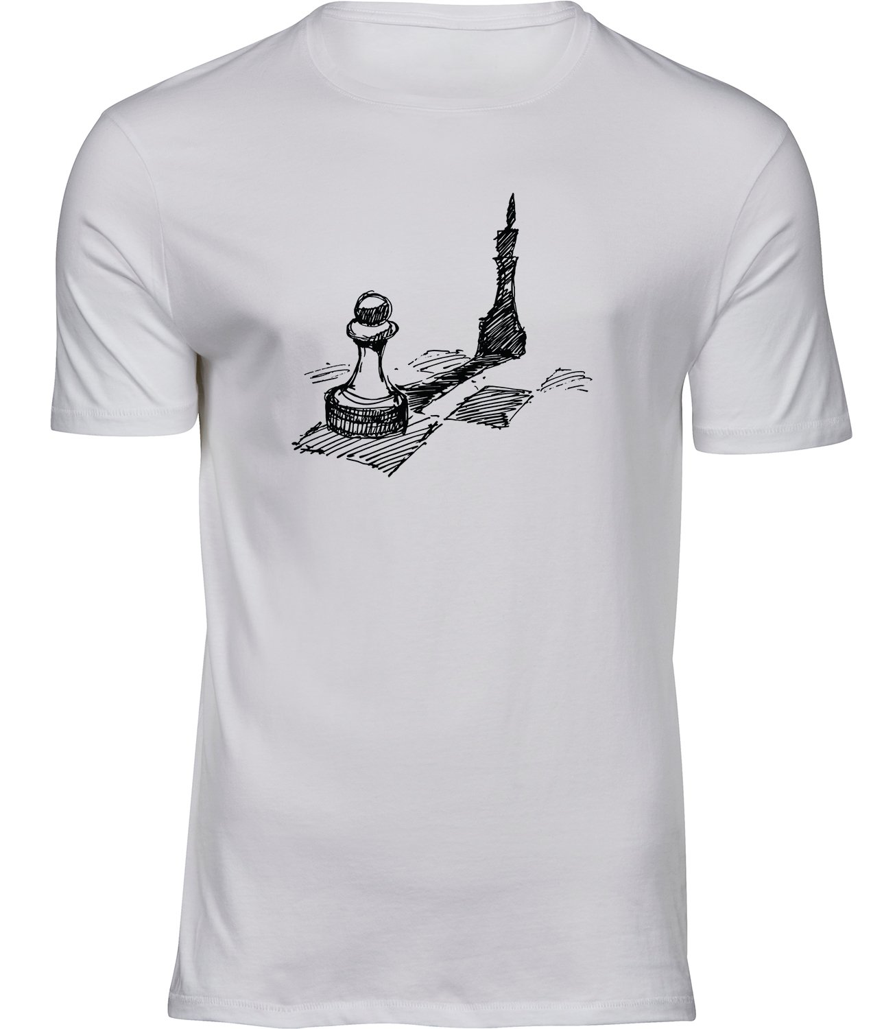 T-128 mw Herren Weiss Tshirt SCHACHFIGUREN