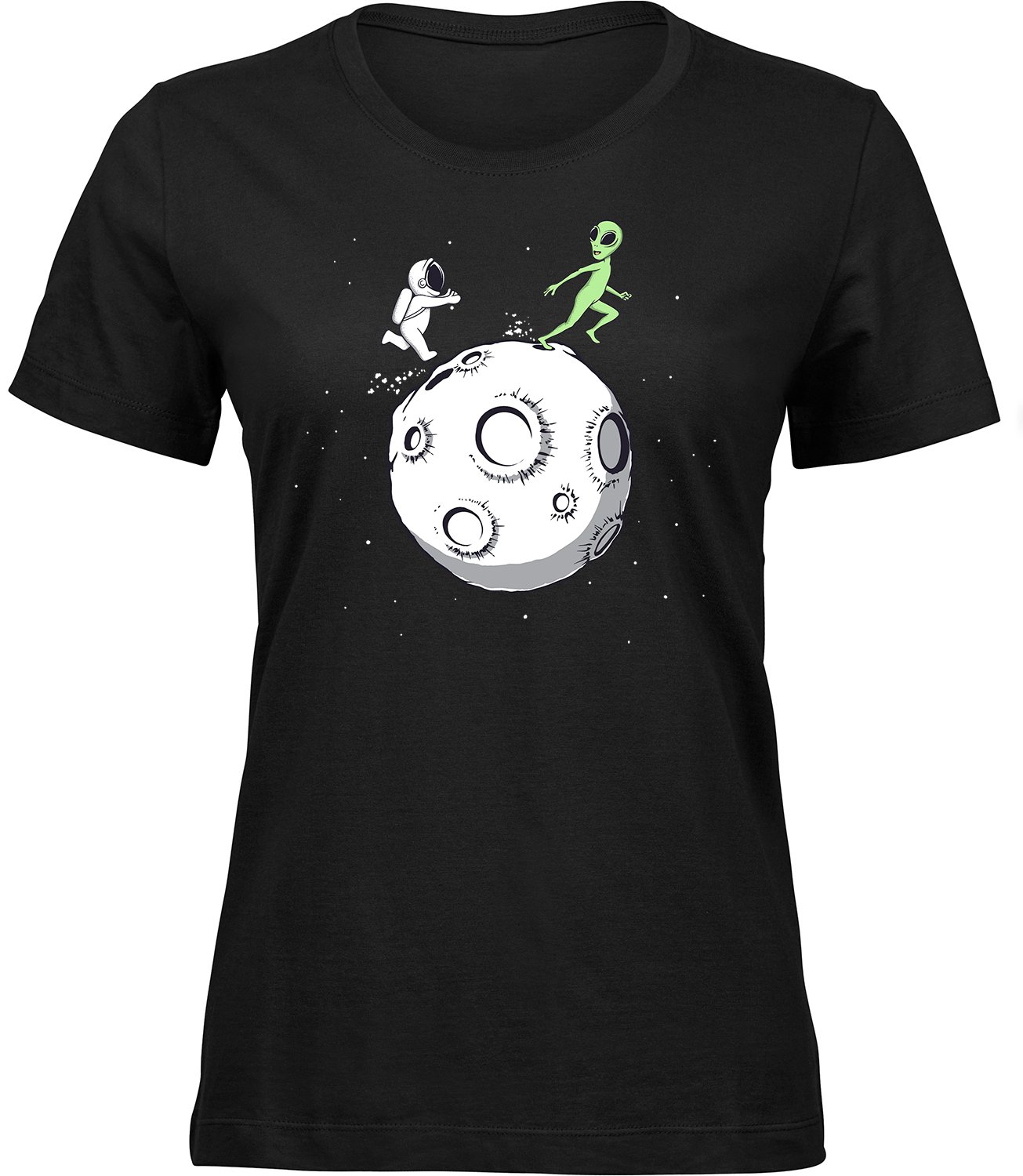 T-144 wb Frauen Schwarz Tshirt LUSTIGER ALIEN