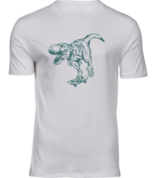 Herren Weiss Tshirt SKATEBOARD T-REX