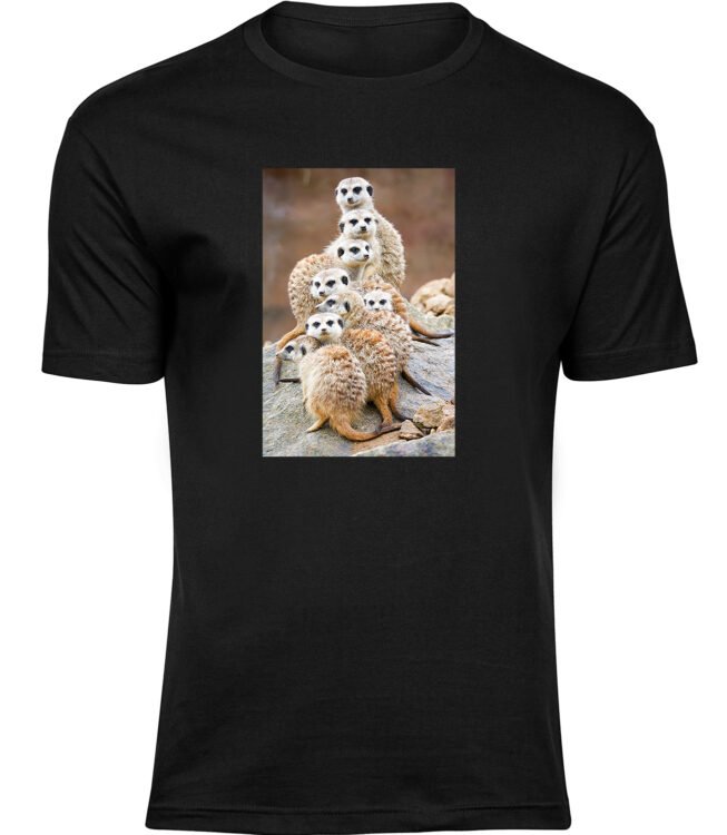 Herren Schwarz Tshirt ERDMÄNNCHEN FAMILIE