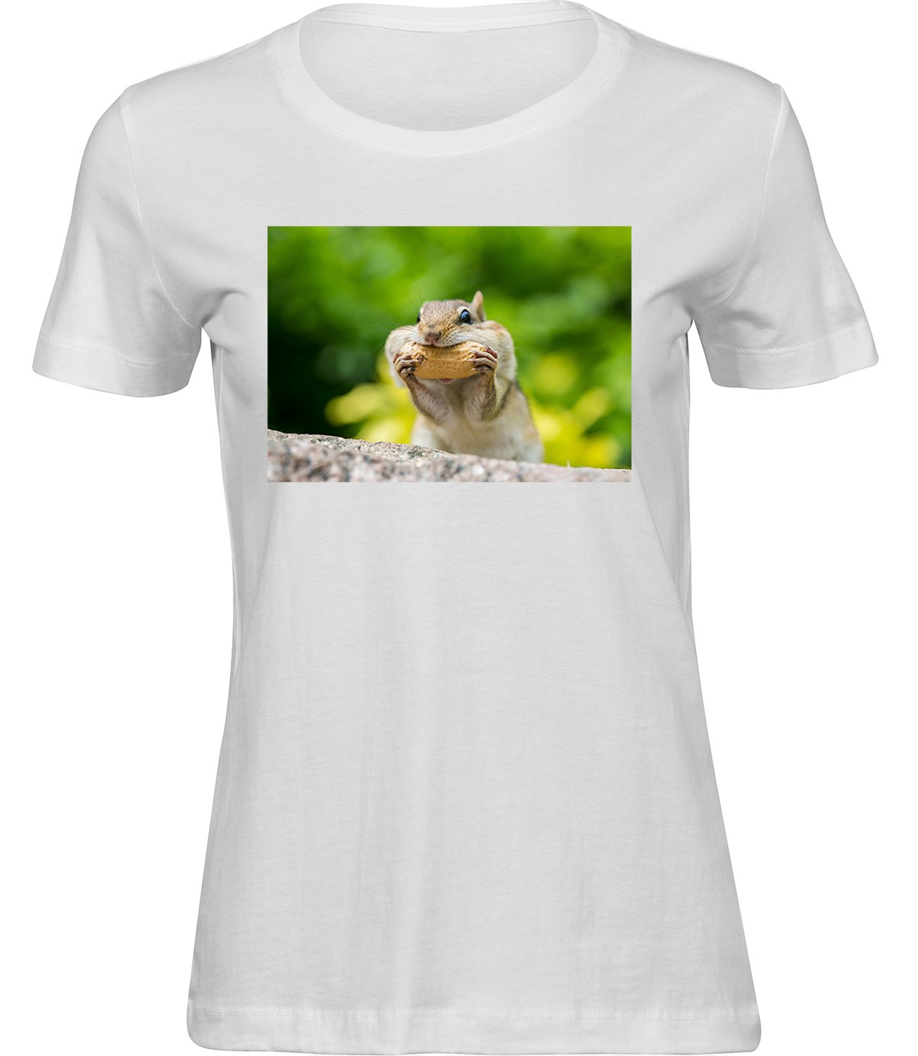 T-208-1 ww Frauen Weiss Tshirt CHIPMUNK NÜSSE