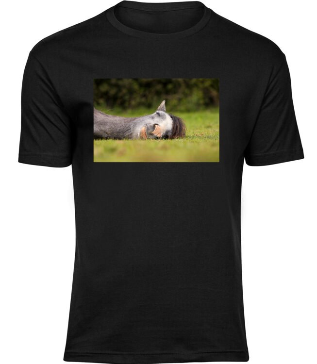 Herren Schwarz Tshirt GLÜCKLICHES PFERD
